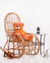 Old wooden rocking chair with toys Royalty Free Stock Photo