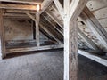 Old wooden roof beam structure