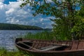 Old wooden rowing boat on the shore of the Saimaa lake in Finland - 9 Royalty Free Stock Photo