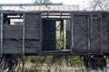 Old wooden ruined boxcar Royalty Free Stock Photo