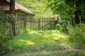 Old wooden rural house in a mountainous area in the Carpathians. Royalty Free Stock Photo