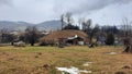 An old wooden Russian church is on a hill Royalty Free Stock Photo