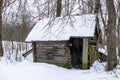 Old wooden sauna in the countryside, Latvian winter Royalty Free Stock Photo