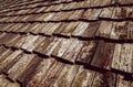 Old wooden shake roof. Background and texture