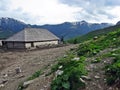 Old wooden sheepfold / cottage / cabin in the mountains