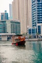 Old wooden ship, Dhow cruise in Dubai Marina, Dubai