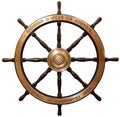 Old wooden ship's steering wheel