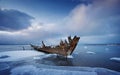 Old wooden shipwreck Royalty Free Stock Photo