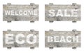 Old wooden signs set with word Royalty Free Stock Photo