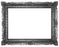 Old wooden silver plated rectangle Frame Isolated on white