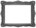 Old wooden silver plated rectangle Frame Isolated on white