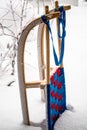 Race wooden sled in deep snow Royalty Free Stock Photo