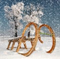 Old wooden sledge Royalty Free Stock Photo