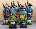 Old wooden soldiers in the form of Peter I Royalty Free Stock Photo