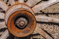 Old wooden spoked wagon wheel Royalty Free Stock Photo