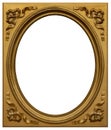 Wooden square oval gilded frame isolated on the white background
