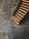 Old wooden staircase down to a basement Royalty Free Stock Photo