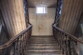 old wooden staircase railing Royalty Free Stock Photo