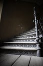 Old wooden stairs in a abandoned tenement house Royalty Free Stock Photo