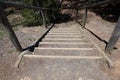 Old wooden stairs with wooden handrails