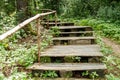 Old wooden stairs in the park Royalty Free Stock Photo