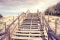 Old wooden stairs to ascent to heaven Royalty Free Stock Photo