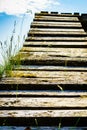 Old wooden stairway to sky Royalty Free Stock Photo