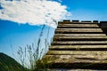 Old wooden stairway to sky Royalty Free Stock Photo