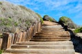 Old wooden stairways to the see beach, but it looks like a stair Royalty Free Stock Photo