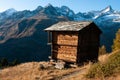 Old wooden storage hut, Swiss Alps Zermatt Switzerland