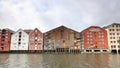 Old Wooden Storehouses Beside the Nidelva River in Trondheim