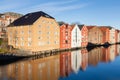 Old Wooden Storehouses in Trondheim Royalty Free Stock Photo