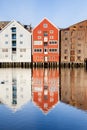 Old Wooden Storehouses in Trondheim Royalty Free Stock Photo