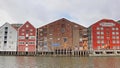 Old Wooden Storehouses Beside the Nidelva River in Trondheim