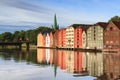 Old wooden storehouses at Trondheim