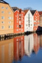 Old Wooden Storehouses in Trondheim Royalty Free Stock Photo