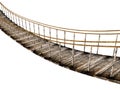 Old wooden suspended bridge on white background. 3D illustration