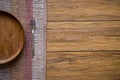 old wooden table with empty plate on a wooden table and copyspace Royalty Free Stock Photo