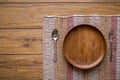 old wooden table with empty plate on a wooden table and copyspace Royalty Free Stock Photo