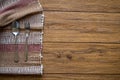 old wooden table with empty plate on a wooden table and copyspace Royalty Free Stock Photo