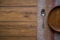 old wooden table with empty plate on a wooden table and copyspace Royalty Free Stock Photo