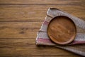 old wooden table with empty plate on a wooden table and copyspace Royalty Free Stock Photo