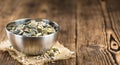 Old wooden table with mixed Seeds (selective focus) Royalty Free Stock Photo
