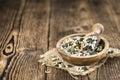 Old wooden table with mixed Seeds (selective focus) Royalty Free Stock Photo