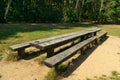 Old Wooden Tables and Benches Royalty Free Stock Photo