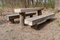 Old Wooden Tables and Benches for a BBQ Picnic Royalty Free Stock Photo