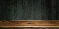 Old wooden tabletop and wooden wall at the background Royalty Free Stock Photo