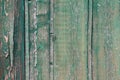 The old wooden tacky green background with vertical planks.