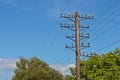 Old wooden telegraphic pillar Royalty Free Stock Photo