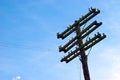 Old wooden telephone pole Royalty Free Stock Photo